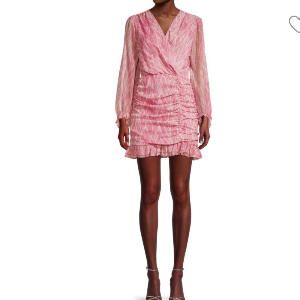 Moonsea ruched dress pink pattern